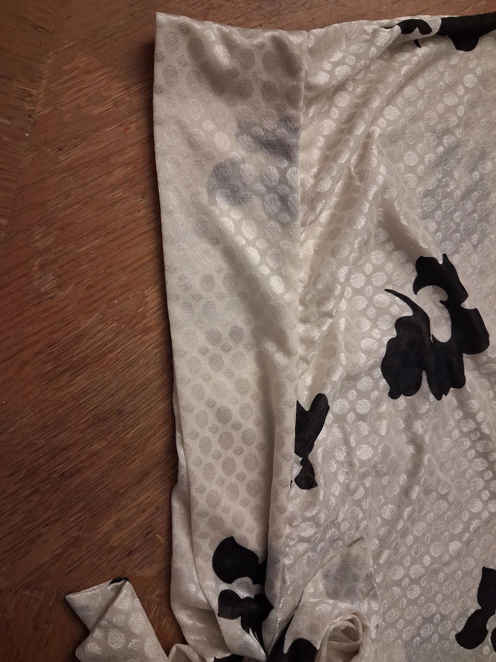 Women's Cream Floral Print Blouse with Black Accents